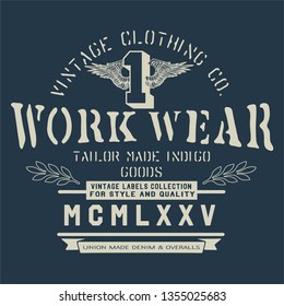 wintage denim wear illustration for t-shirt print