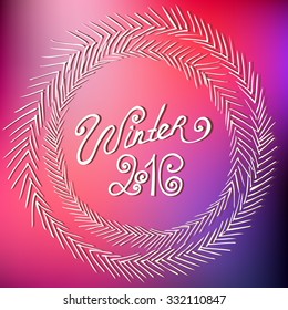 "Winter 2016" colorful and bright card. Vector illustration for your vector design