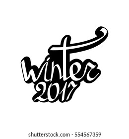 winter 2017, isolated calligraphy lettering, word design template, vector illustration