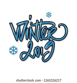 Winter 2019 lettering. Handmade vector calligraphy in blue color for banner, poster, logo, postcard. Isolated on white background.
