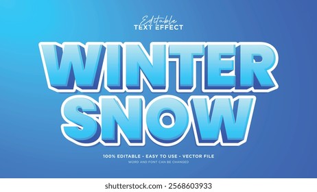 Winter 3d editable text effect, blue text style effect