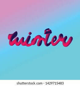winter 3d neon light typography calligraphy vector
