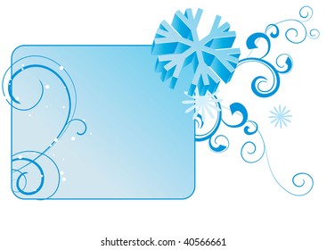winter 3d snowflakes abstract vector frame blue background isolated on white