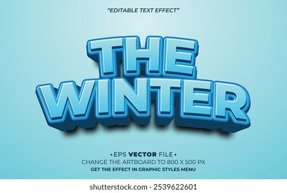 Image vectorielle modifiable de l'effet de texte Hiver 3d
