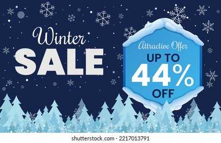 winter 44 percent discount sale banner, winter discount sale banner, Winter Sale Banner