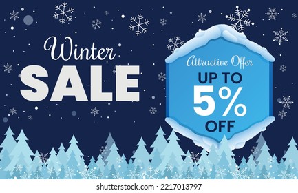 winter 5 percent discount sale banner, winter discount sale banner, Winter Sale Banner