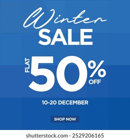 winter 50 percent discount sale banner, Winter sale, flat 50 percent off