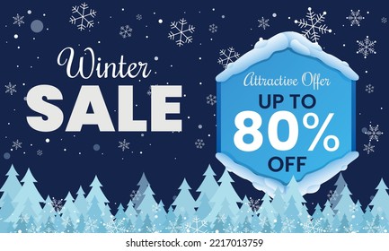 winter 80 percent discount sale banner, winter discount sale banner, Winter Sale Banner