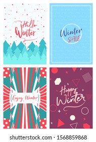 Winter a4 Flyer Banner poster template vector illustration Background greeting card set pack