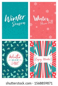 Winter a4 Flyer Banner poster template vector illustration Background greeting card set pack