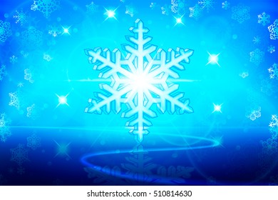 Winter Abstract Background in Blue with Snowflake, 
