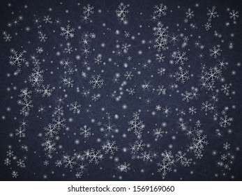 Winter abstract background. Bright snowflakes lie in a thin layer on the surface of the ice scratched by skates