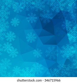Winter abstract background. Christmas and New Year blue vector design with snowflakes and geometric background EPS10