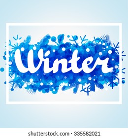 Winter abstract background design with snowflakes and snow.