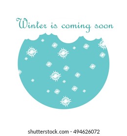 Winter abstract background design with snowflakes and snow.