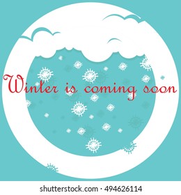 Winter abstract background design with snowflakes and snow.