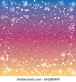 Winter Abstract background with Falling snow and Flying snowflakes on a gradient color