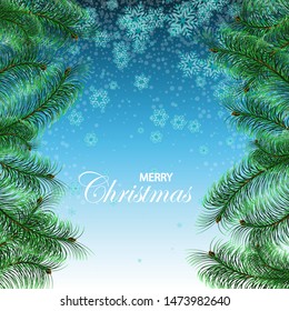 
Winter abstract background with pine and snow branches. New Year's design.
