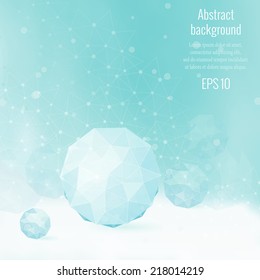 Winter abstract background with polygonal snowballs. Vector illustration.