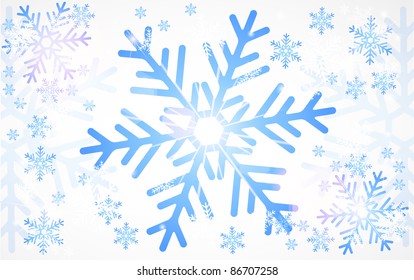 Winter abstract background with snow and bright pink light