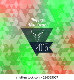 winter abstract background with snowflakes, hipster triangle pattern, 