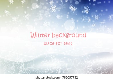 winter abstract background with snowflakes and place for text