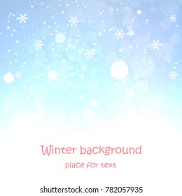 winter abstract background with snowflakes and place for text