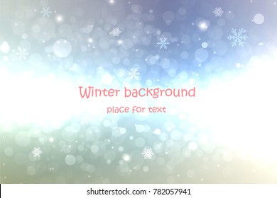 winter abstract background with snowflakes and place for text