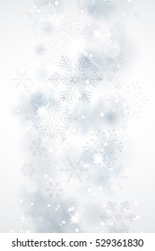 Winter abstract background with snowflakes and shines - vector illustration
