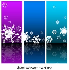 Winter Abstract background with snowflakes (three colors)