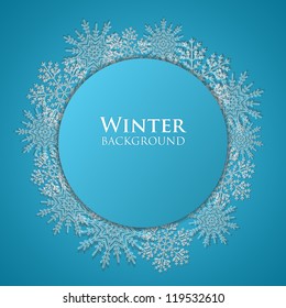 Winter abstract background with snowflakes- vector