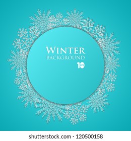 Winter abstract background with snowflakes- vector