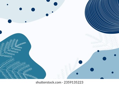 Winter Abstract background with the Space for text. Vector illustration with snowflakes, branch and Space for text. Flat style template for Banner, Decoration, Placard, Poster, Card. 