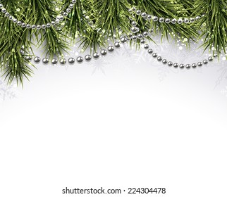 Winter abstract background with spruce twigs. Christmas vector wallpaper. Eps10. 