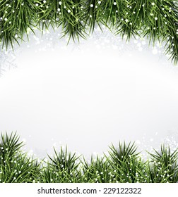Fondo abstracto de invierno con ramas de abeto. Marco vectorial de Navidad. Eps10. 