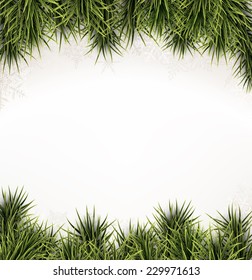 Winter abstract background with spruce twigs. Christmas vector frame. Eps10. 