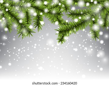 Winter abstract background with spruce twigs. Christmas vector wallpaper. Eps10. 