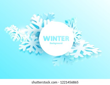 Winter abstract banners with snowflakes