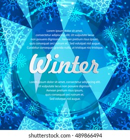 Winter abstract banners with snowflakes. Winter frame. Winter background. Winter template. Christmas frame. Christmas background. Christmas template.