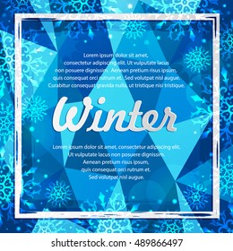 Winter abstract banners with snowflakes. Winter frame. Winter background. Winter template. Christmas frame. Christmas background. Christmas template.
