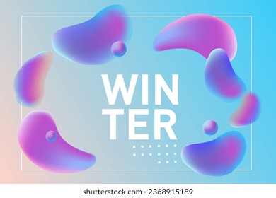 Fondo de gradiente abstracto de invierno con formas líquidas. Concepto horizontal vectorial para póster de fiesta de invierno, volante, diseño de baner web.