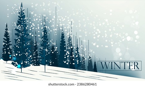 Winter abstract landscape with snow. minimalism style