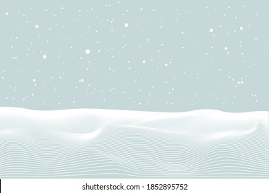 Winter Abstract Landscape With A Snow-covered Field And Falling Snow. Vector Illustration.