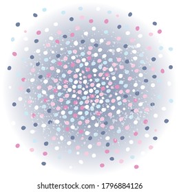 Winter abstract round background with colorful snowflakes. Vector illustration.