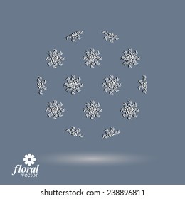 Winter abstract round object with beautiful snowflakes. weather forecast conceptual pictogram. Flower-patterned graphic season icon, design image. 