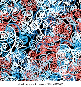 Winter abstract seamless pattern feathers and plants