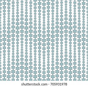 Winter abstract seamless pattern on white background. Has the shape of a wave. Snowflakes of different sizes in teal. Useful as design element for texture and artistic compositions.