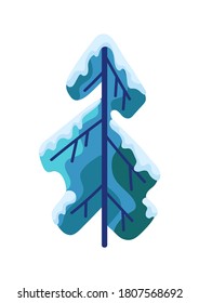 Winter abstract tree with snow. Natural stylized illustration.