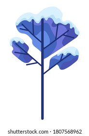 Winter abstract tree with snow. Natural stylized illustration.