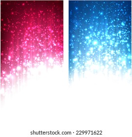 Winter abstract vertical banners. Christmas background with snowflakes and sparkles. Vector. 
